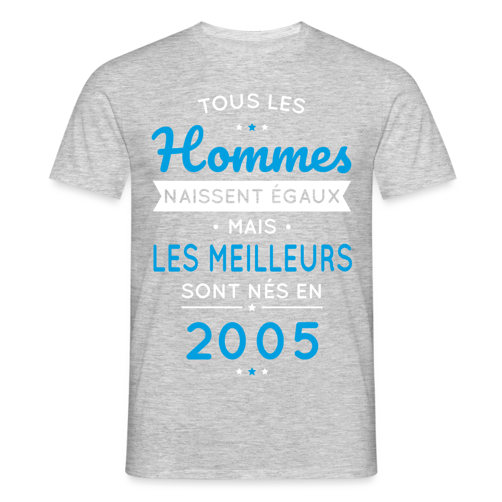 T-shirt Homme - Anniversaire 20 Ans - Les meilleurs sont nés en 2005 - gris chiné