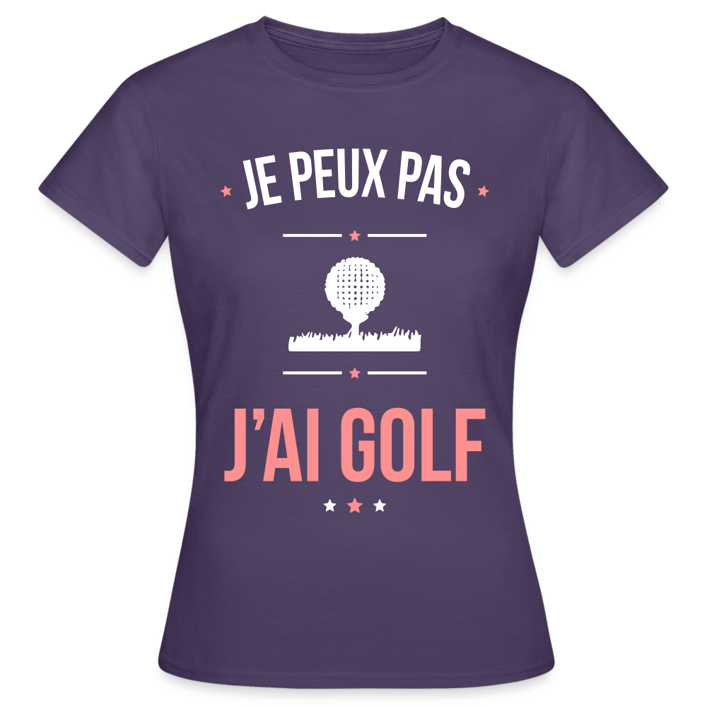 T-shirt Femme - Je peux pas j'ai Golf - violet foncé