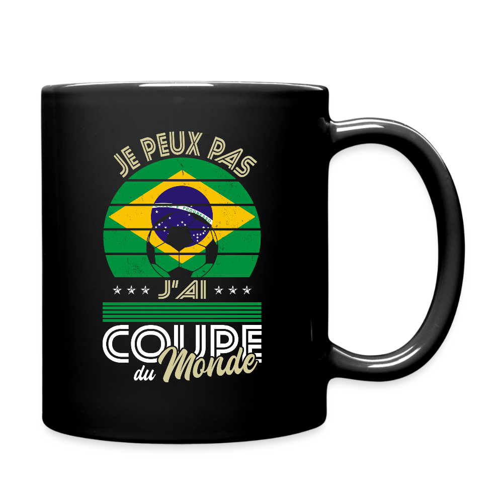 Mug uni - Je peux pas j'ai Coupe du Monde - Brésil - noir