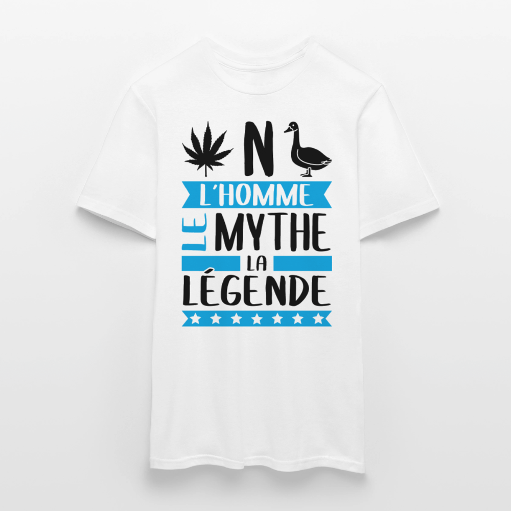 T-shirt homme coloris clair Benoît rébus – L’homme, le mythe, la légende - blanc
