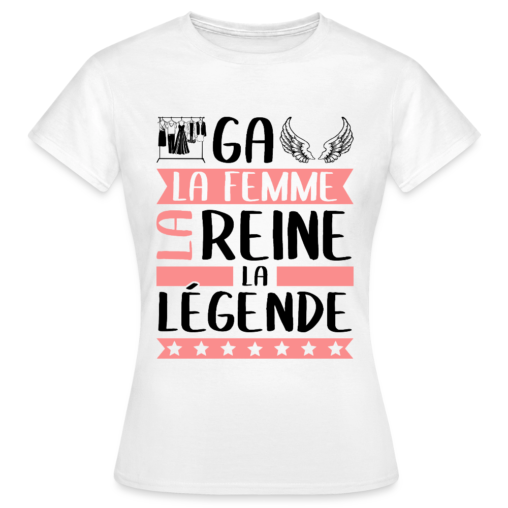 T-shirt femme coloris clair Abigaëlle rébus – La femme, la reine, la légende - blanc