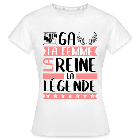 T-shirt femme coloris clair Abigaëlle rébus – La femme, la reine, la légende - blanc