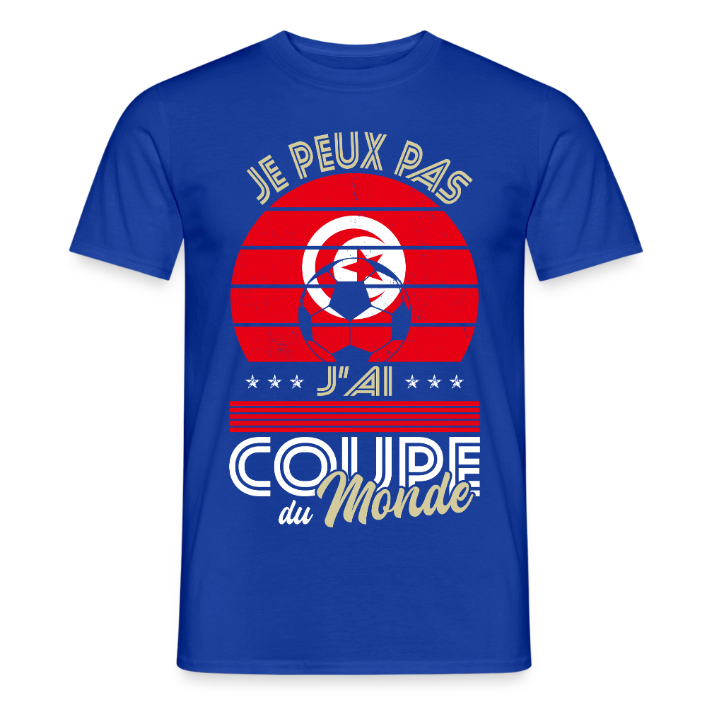 T-shirt Homme - Je peux pas j'ai Coupe du Monde - Tunisie - bleu foncé