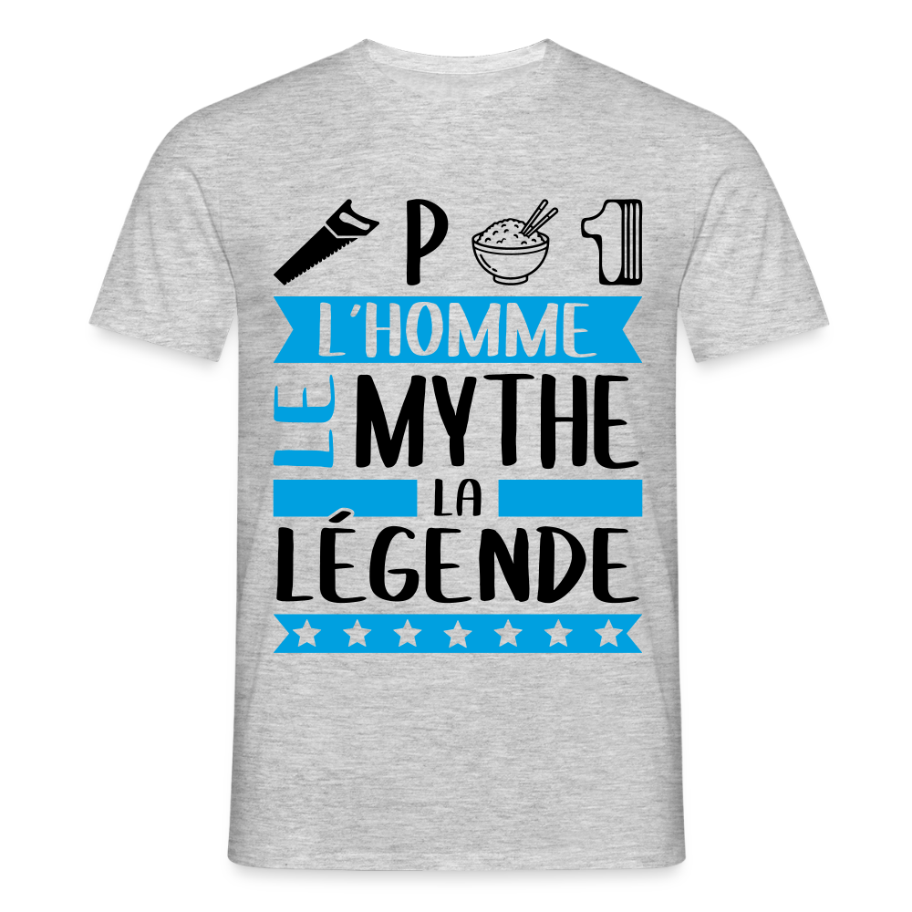 T-shirt homme coloris clair Cyprien rébus – L’homme, le mythe, la légende - gris chiné