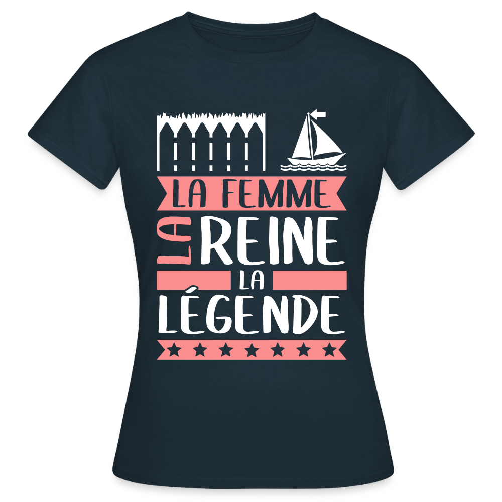 T-shirt femme Emma rébus – La femme, la reine, la légende - marine