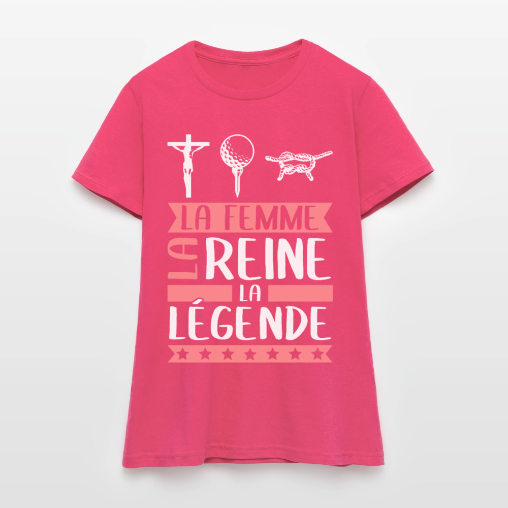 T-shirt femme Christine rébus – La femme, la reine, la légende - rose azalée