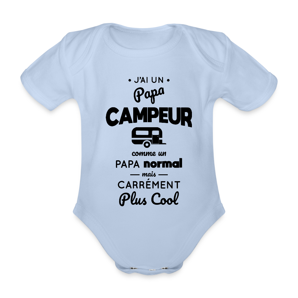 Body Bébé bio manches courtes - J'ai un papa campeur - ciel