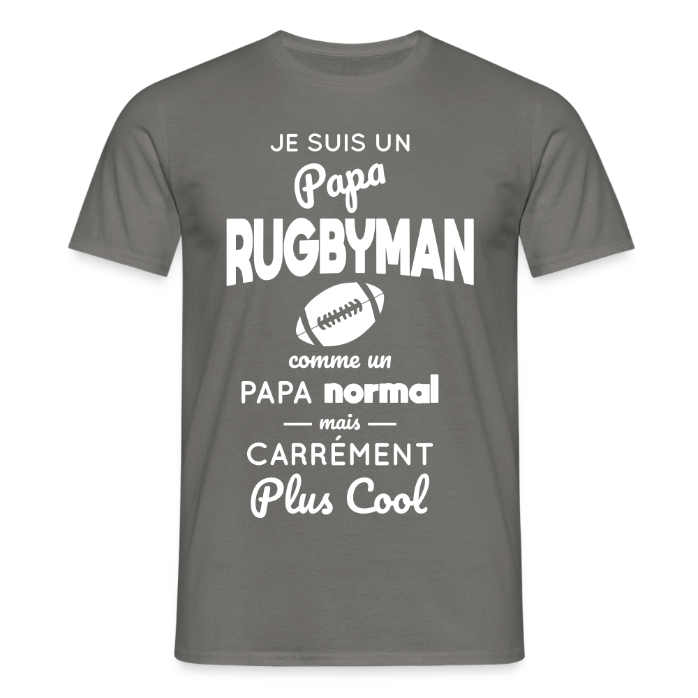 T-shirt Homme - Papa rugbyman plus cool - gris graphite