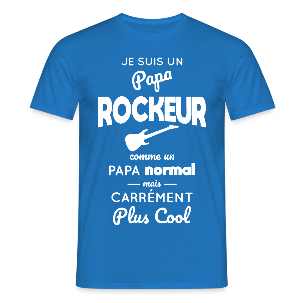 T-shirt Homme - Papa rockeur plus cool - bleu royal