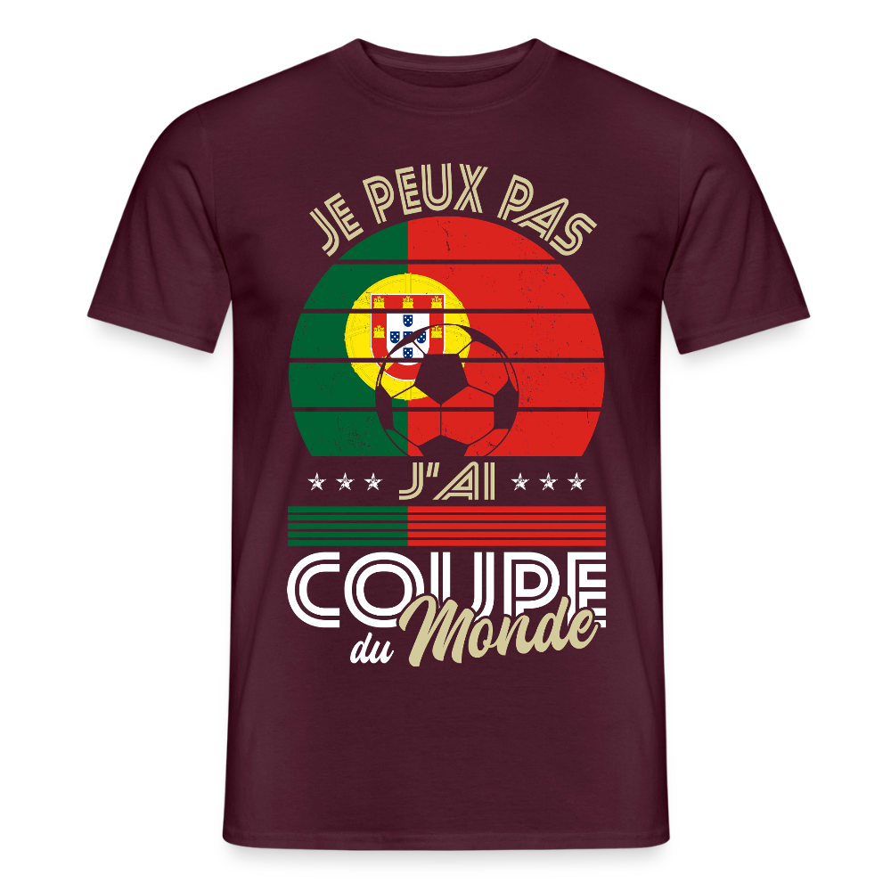 T-shirt Homme - Je peux pas j'ai Coupe du Monde - Portugal - rouge brique