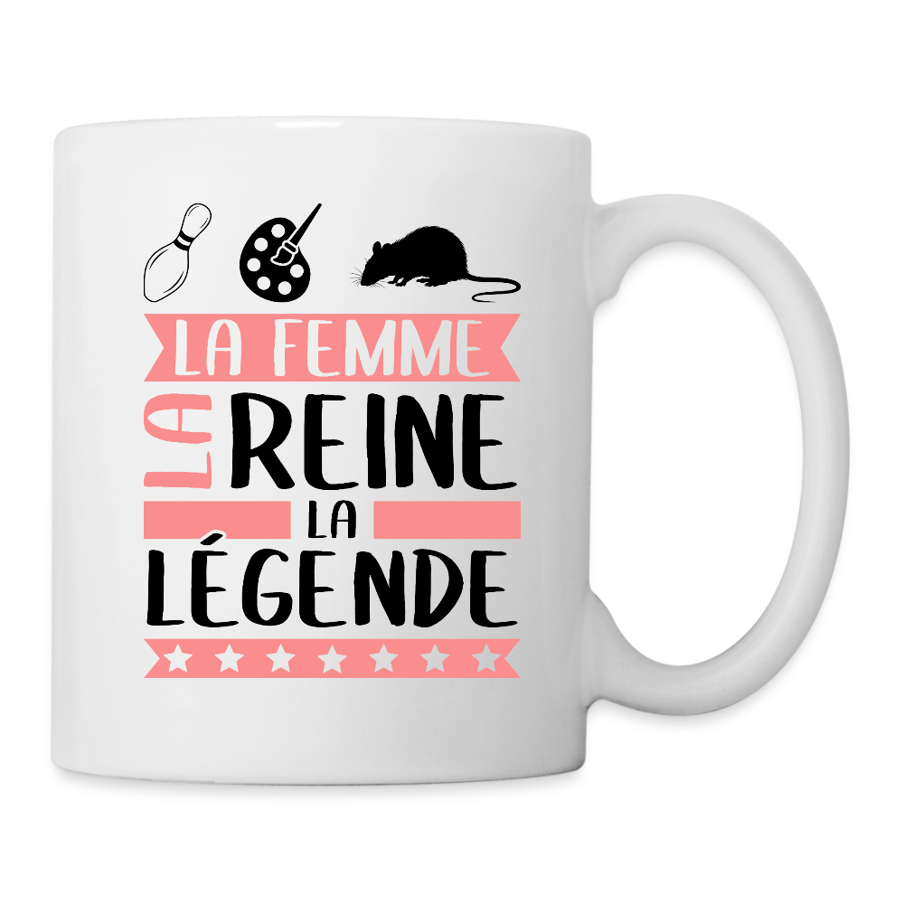 Mug blanc Chiara rébus – La femme, la reine, la légende - blanc