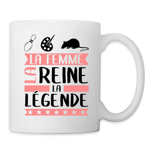 Mug blanc Chiara rébus – La femme, la reine, la légende - blanc