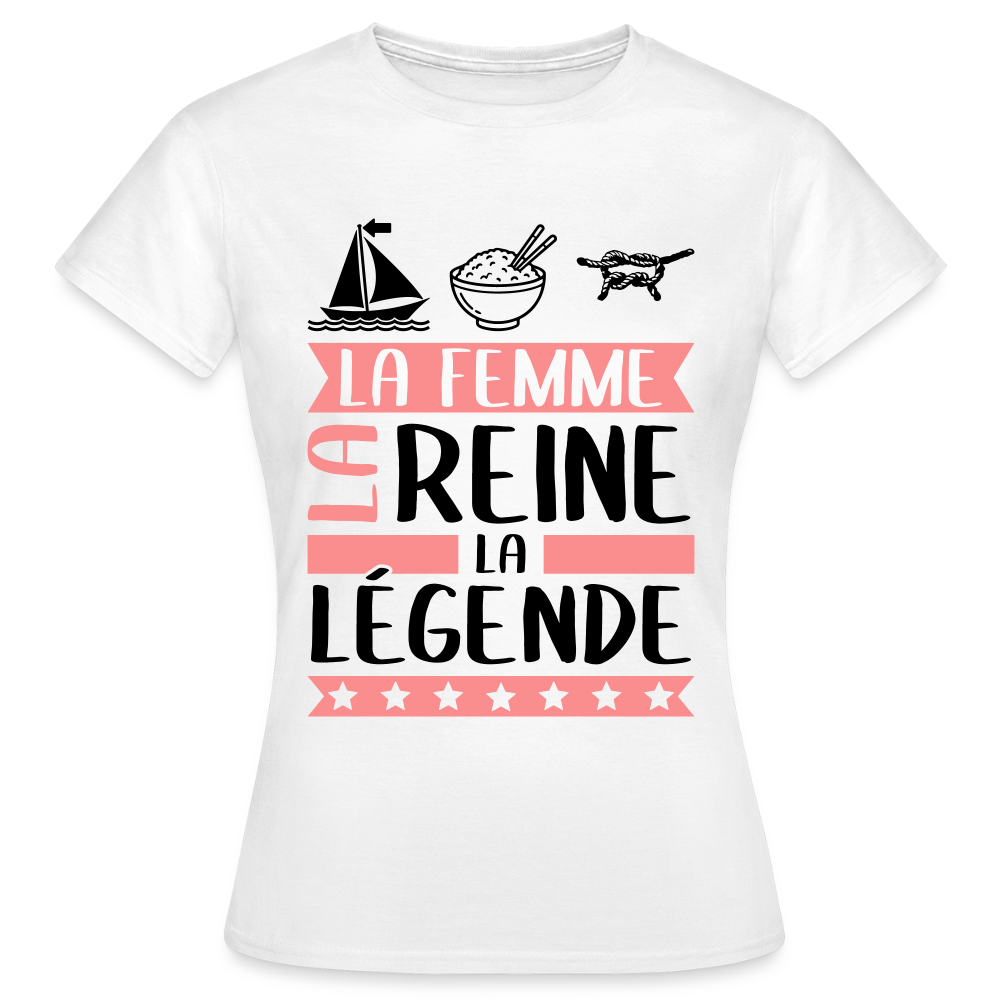 T-shirt femme coloris clair Marine rébus – La Femme, la reine, la légende - blanc
