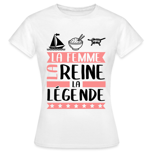 T-shirt femme coloris clair Marine rébus – La Femme, la reine, la légende - blanc