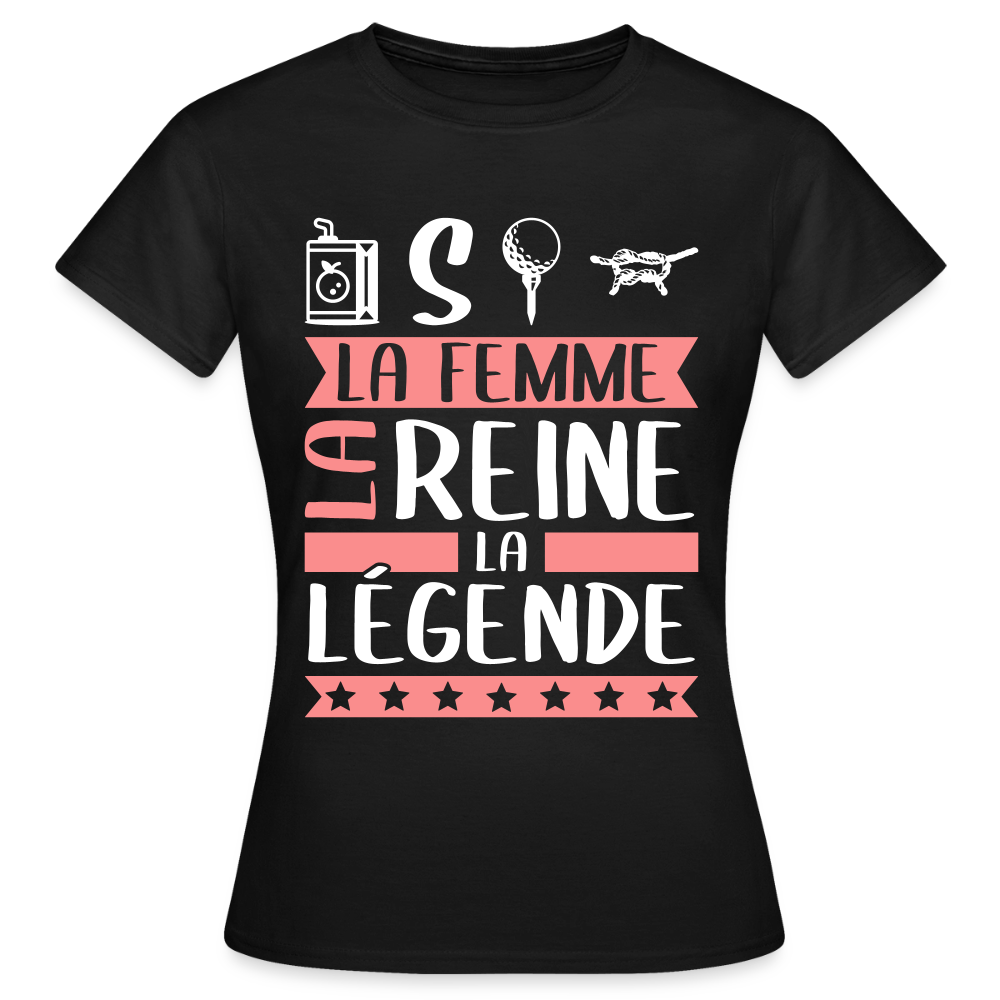 T-shirt femme Justine rébus – La femme, la reine, la légende - noir