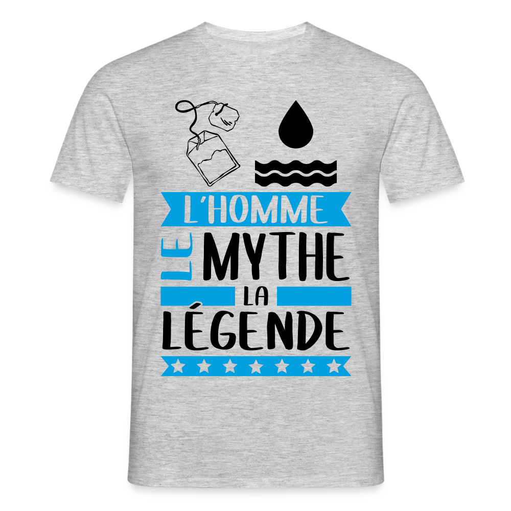 T-shirt homme coloris clair Théo en rébus – L’homme, le mythe, la légende - gris chiné