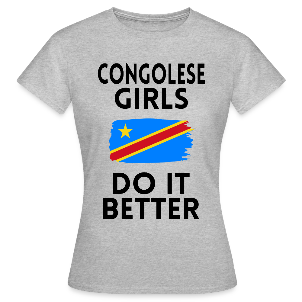 T-shirt femme coloris clair - Congolese Girls Do It Better - RDC - gris chiné