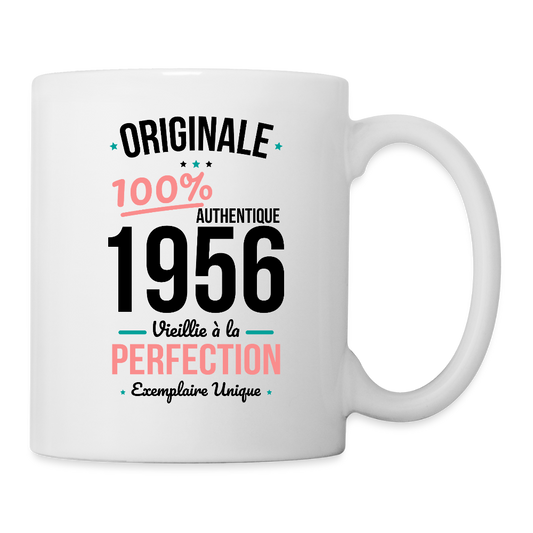 Mug blanc anniversaire 70 ans Femme – Originale 1956 Authentique - blanc