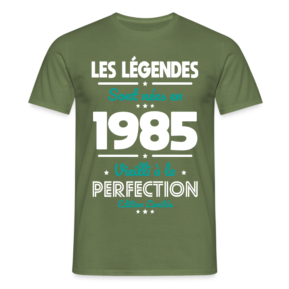 T-shirt Homme - Anniversaire 40 Ans - Les Légendes sont nées en 1985 - vert militaire