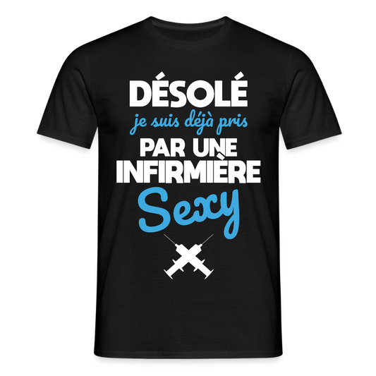 T-shirt Homme - Je suis pris par une infirmière sexy - noir