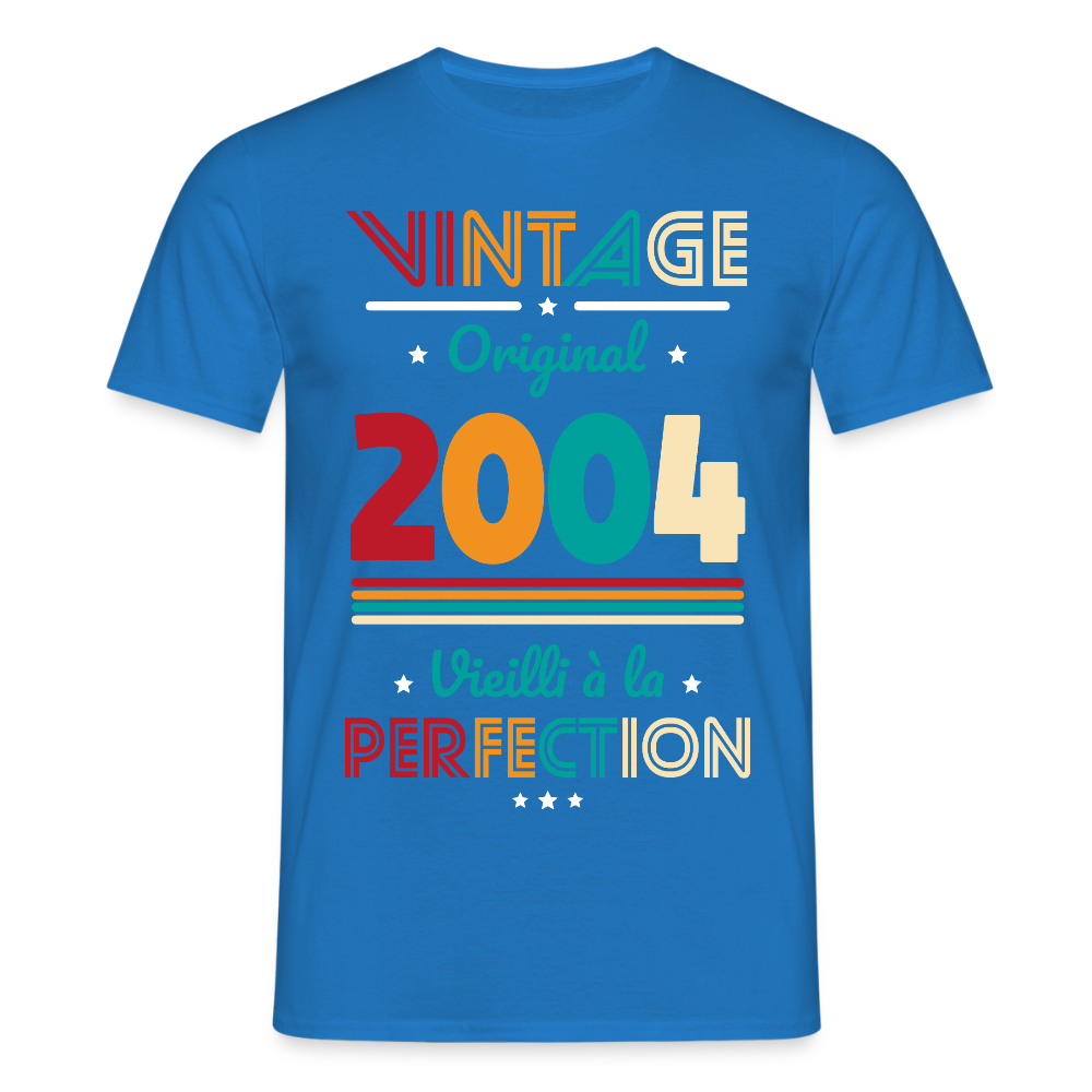 T-shirt Homme - Anniversaire 21 Ans - Vintage Original 2004 - bleu royal