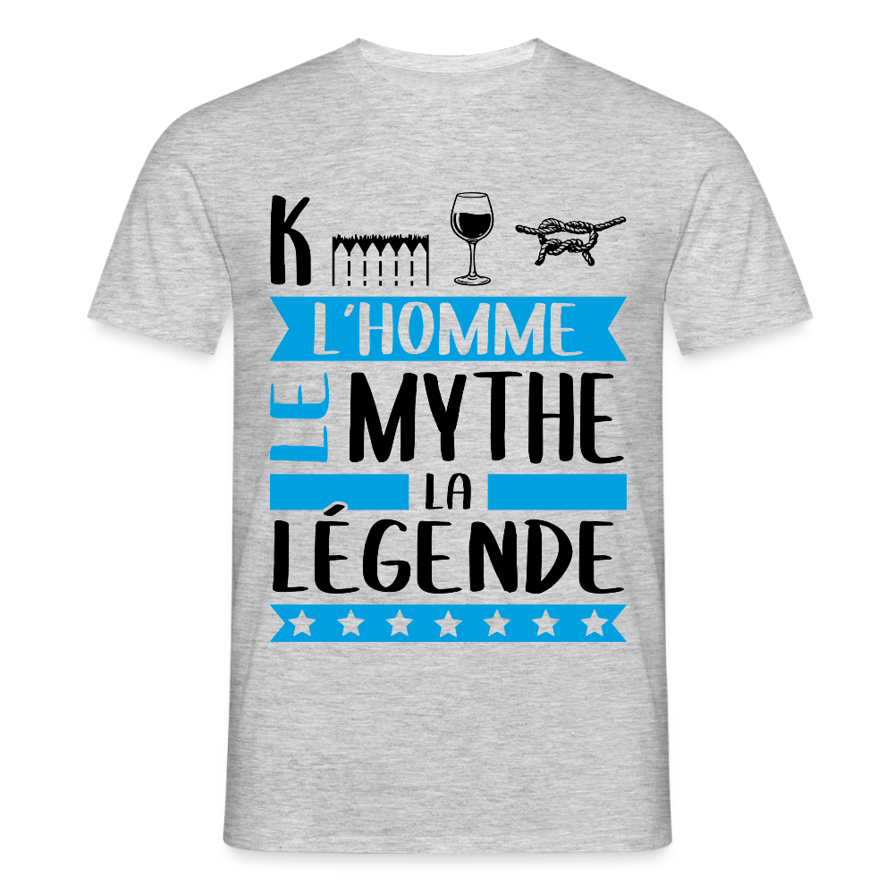 T-shirt homme coloris clair Kévin en rébus – L’homme, le mythe, la légende - gris chiné