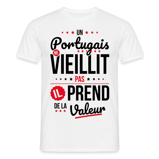 T-shirt Homme - Un Portugais ne vieillit pas - blanc