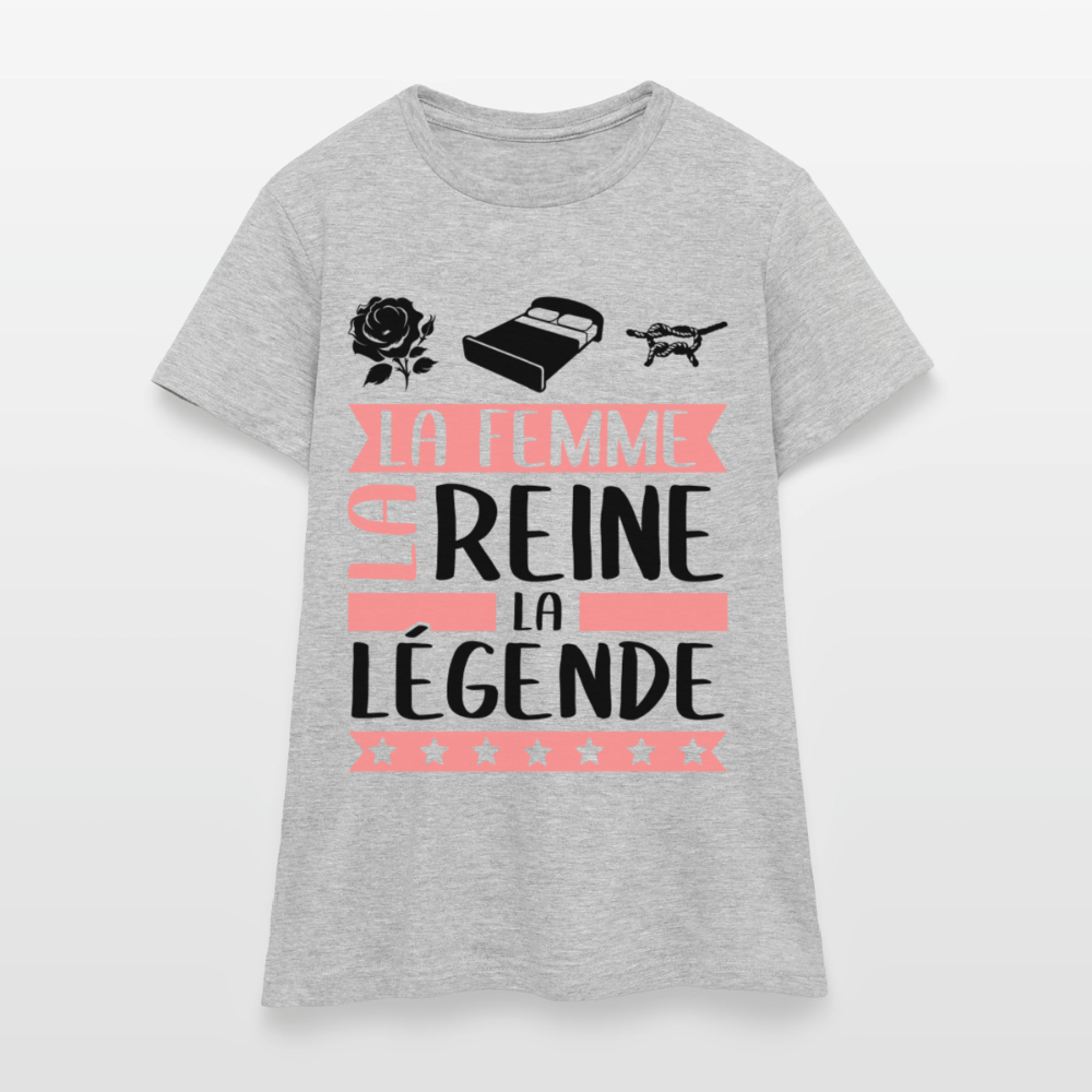 T-shirt femme coloris clair Roseline rébus – La femme, la reine, la légende - gris chiné
