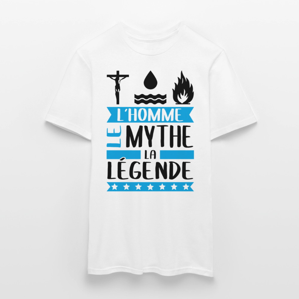 T-shirt homme coloris clair Christophe rébus – L’homme, le mythe, la légende - blanc