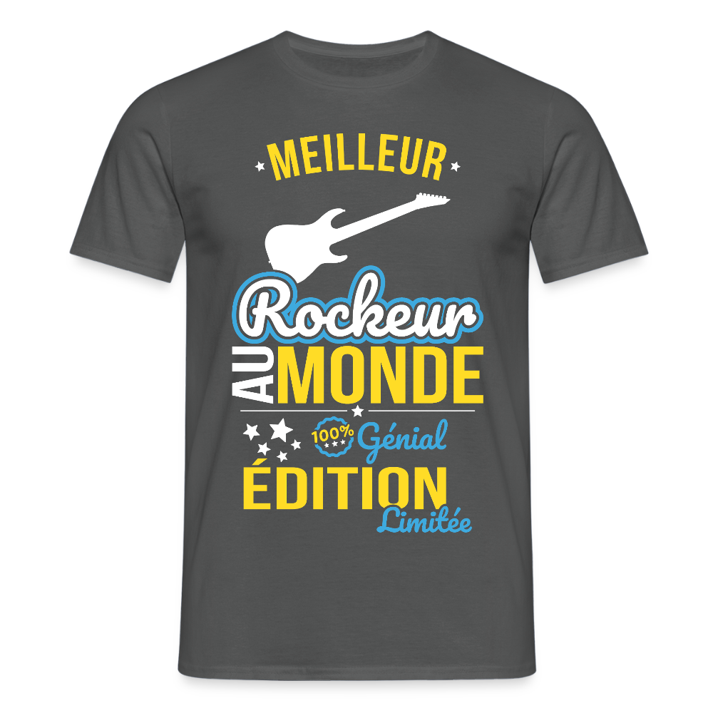 T-shirt Homme - Meilleur Rockeur au monde - 100% génial - charbon