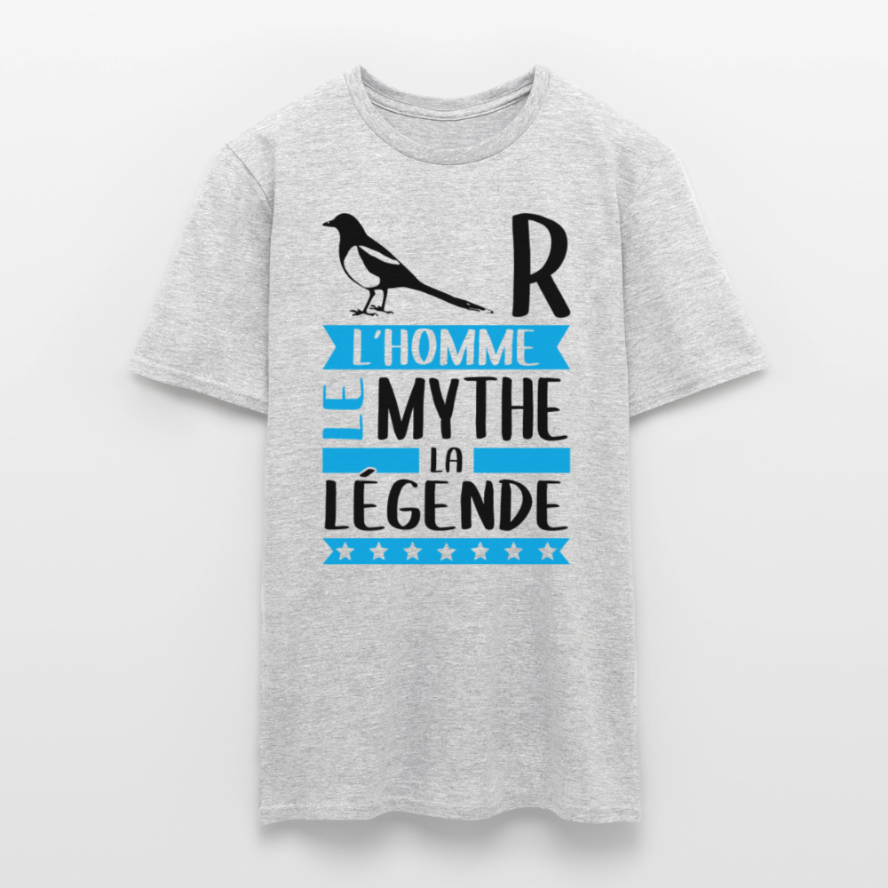 T-shirt homme coloris clair Pierre en rébus – L’homme, le mythe, la légende - gris chiné