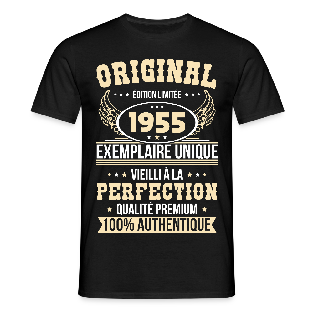 T-shirt Homme - Anniversaire 70 Ans - Original 1955 - noir