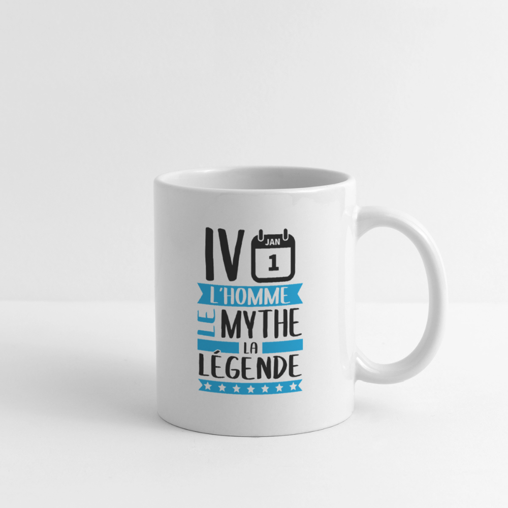 Mug blanc Yvan rébus – L’homme, le mythe, la légende - blanc