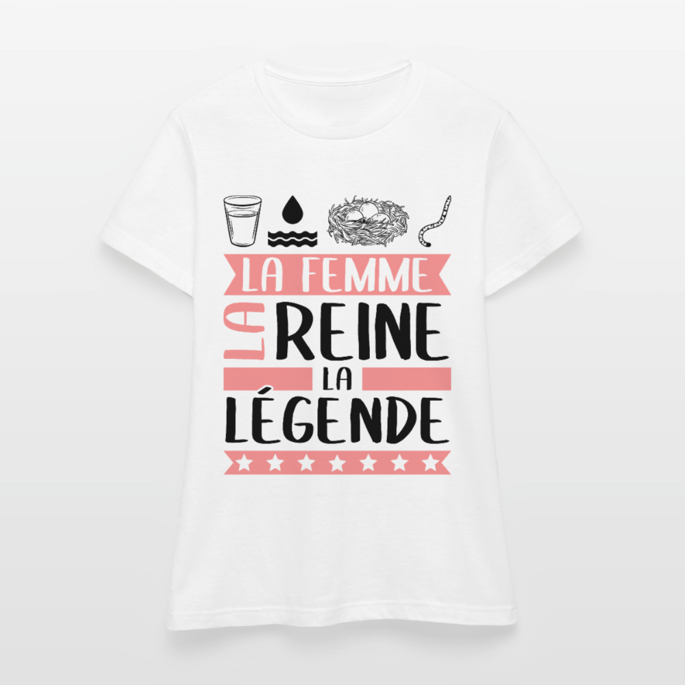 T-shirt femme coloris clair Véronique en rébus – La femme, la reine, la légende - blanc