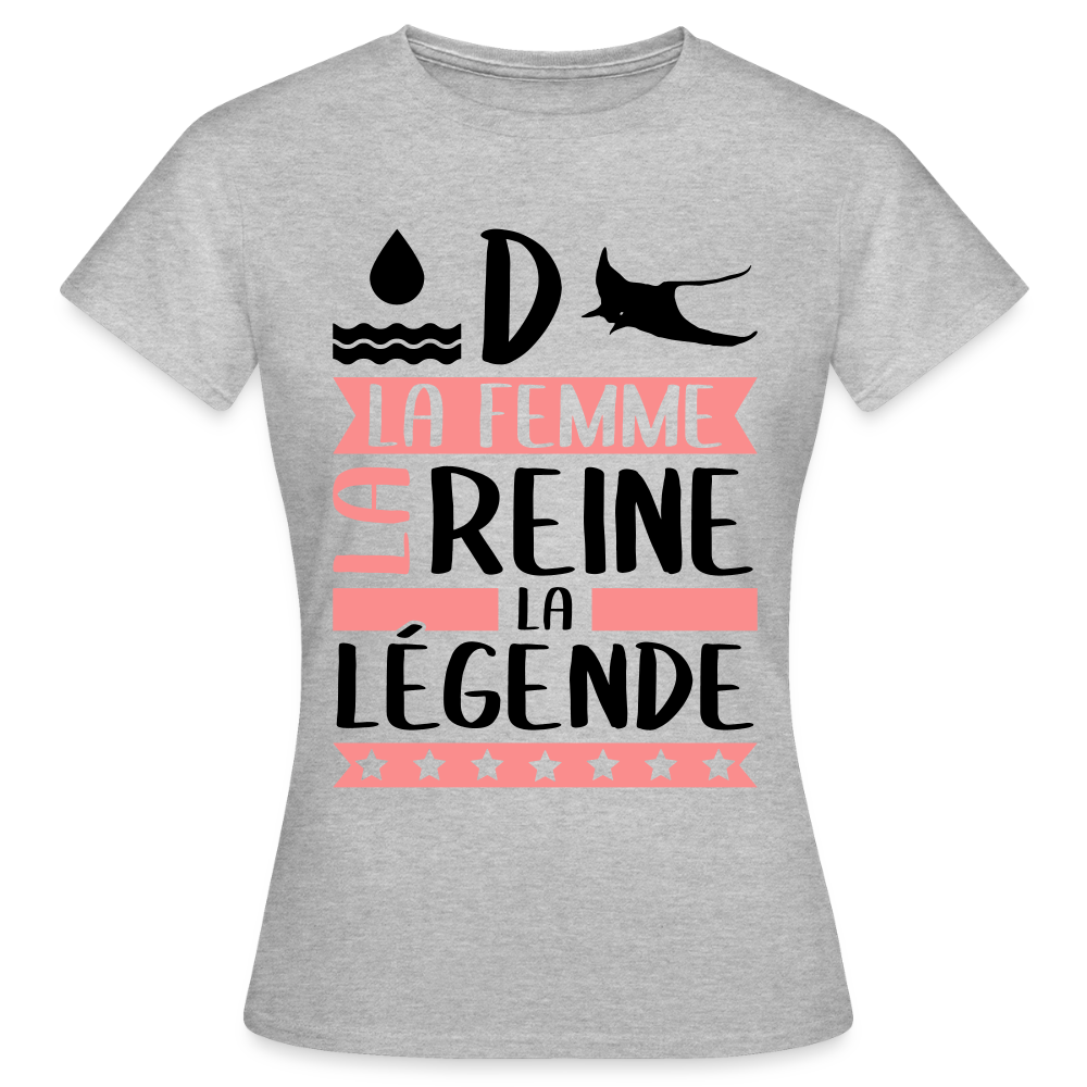 T-shirt femme coloris clair Audrey rébus – La femme, la reine, la légende - gris chiné