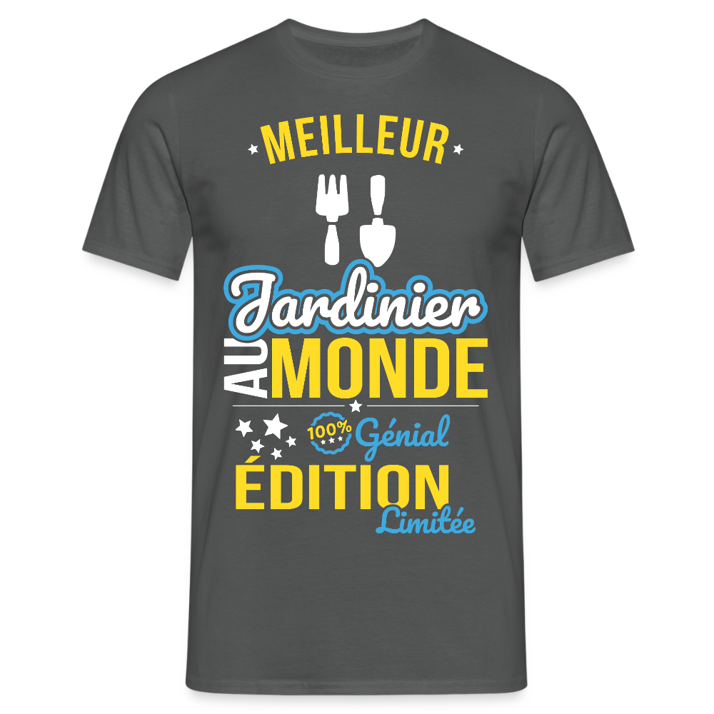 T-shirt Homme - Meilleur Jardinier au monde - 100% génial - charbon