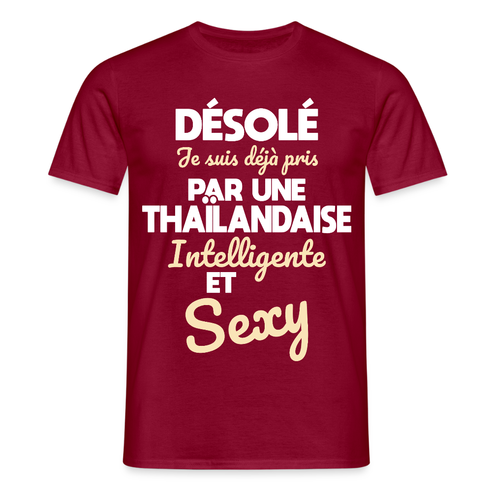 T-shirt Homme -  Je suis déjà pris par une Thaïlandaise intelligente et sexy - rouge brique