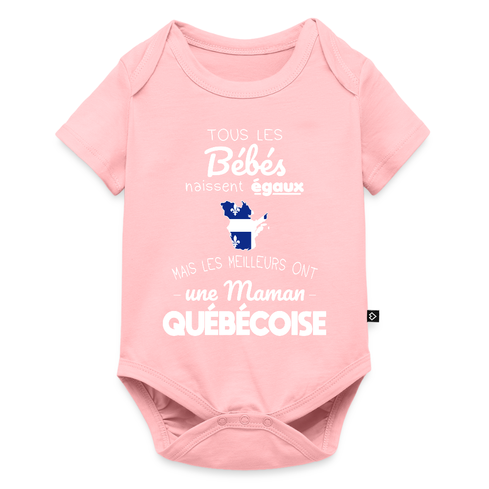 Body Bébé bio manches courtes - Les Meilleurs Ont Une Maman Québécoise - rose