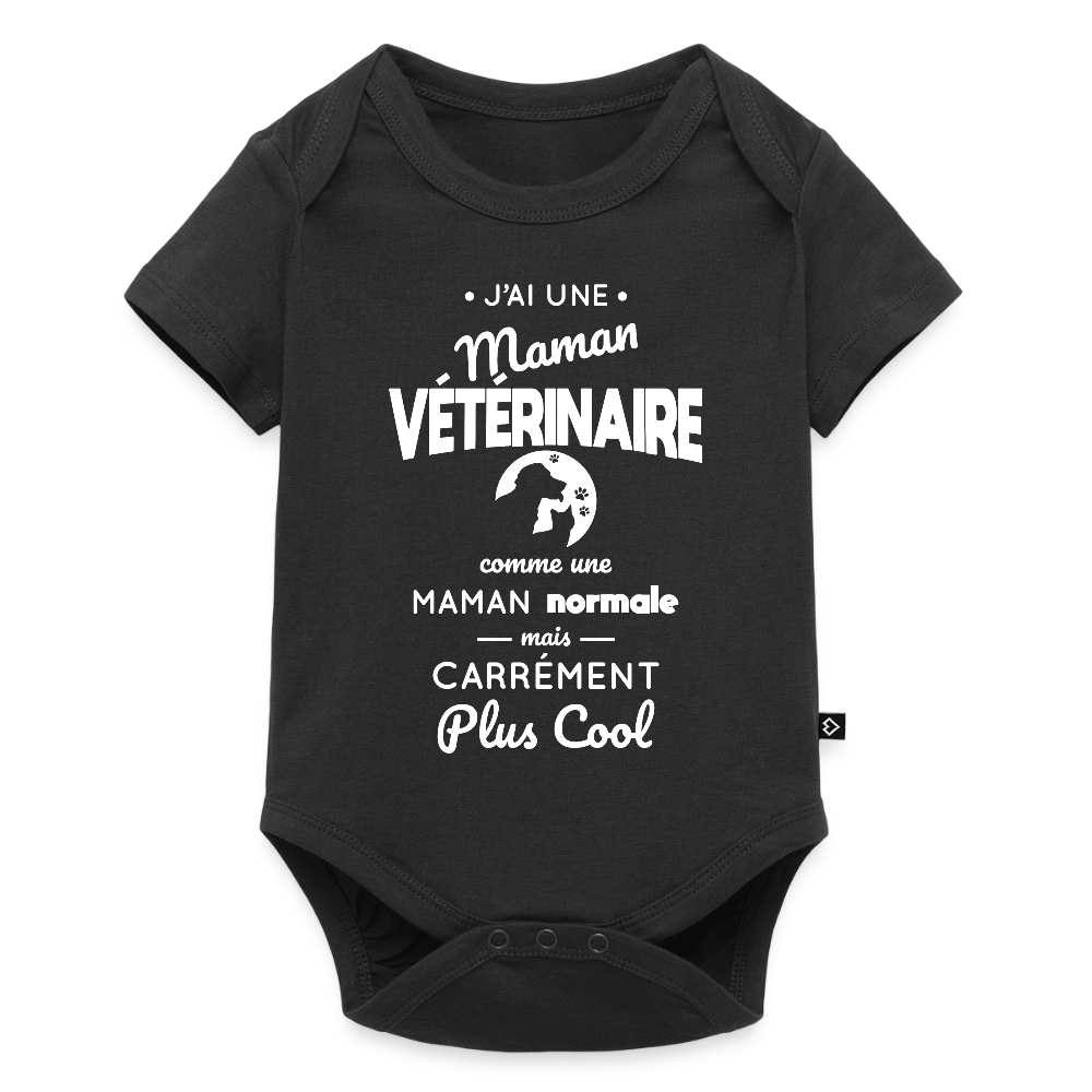 Body Bébé bio manches courtes - J'ai une maman vétérinaire - noir