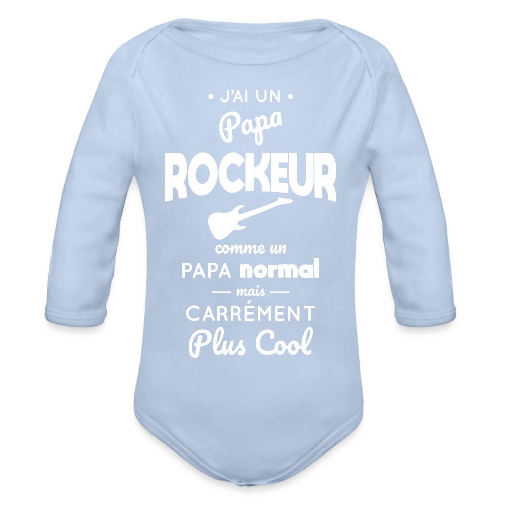 Body Bébé bio manches longues - J'ai un papa rockeur - ciel