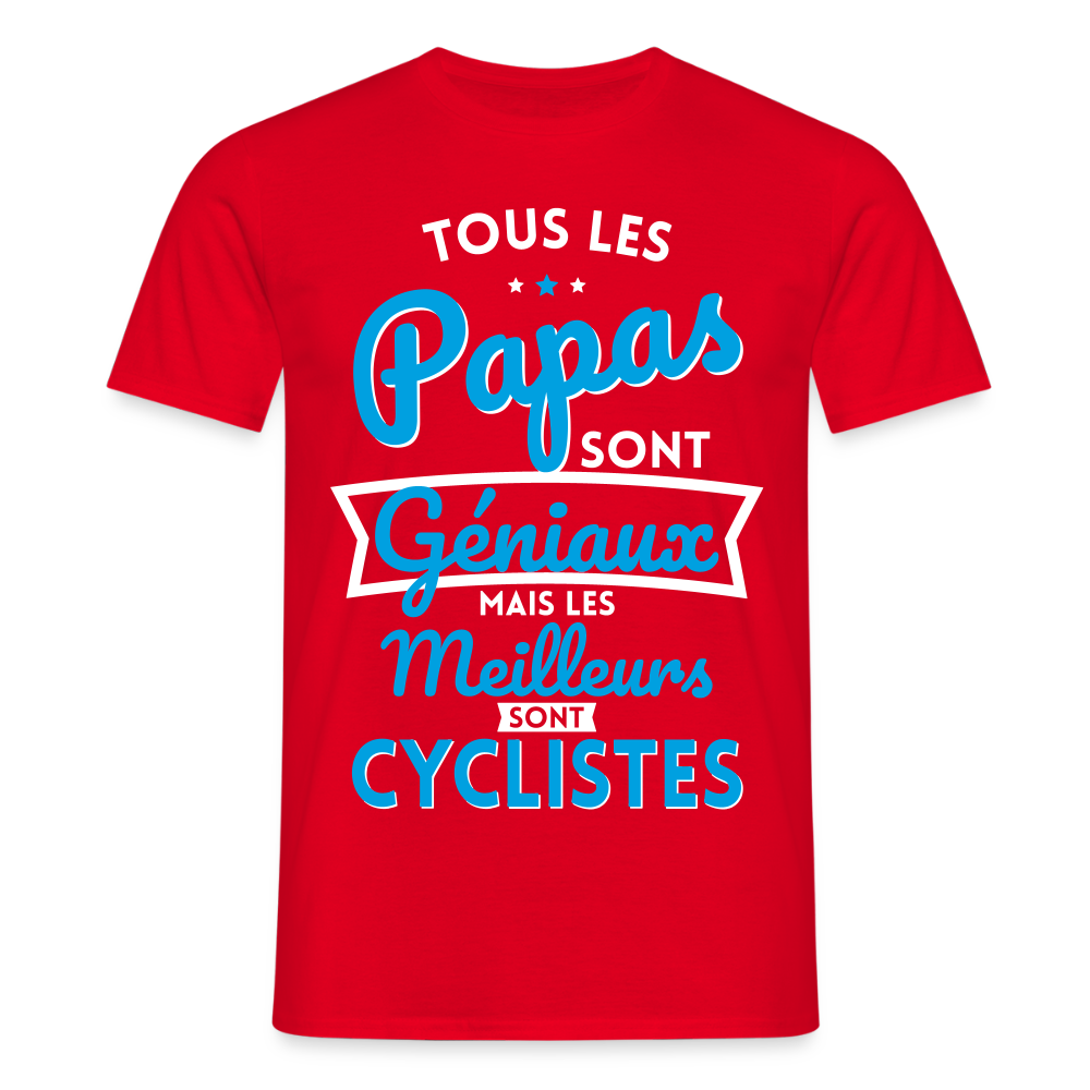T-shirt Homme - Papas géniaux - Les meilleurs sont cyclistes - rouge
