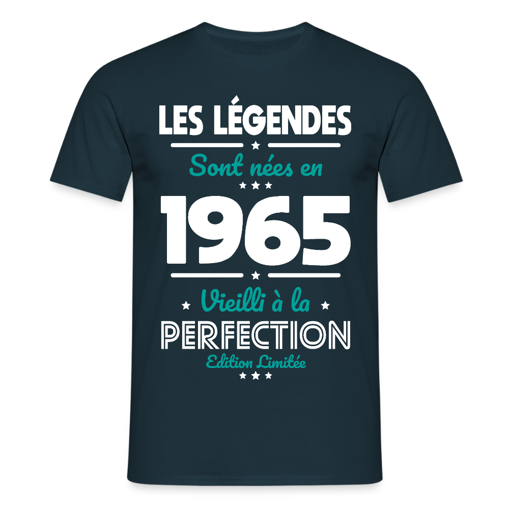 T-shirt Homme - Anniversaire 60 Ans - Les Légendes sont nées en 1965 - marine