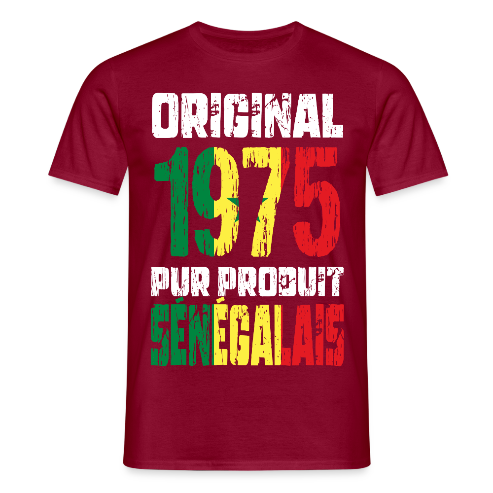 T-shirt Homme - Anniversaire 50 Ans - Original 1975 - Pur produit Sénégalais - rouge brique