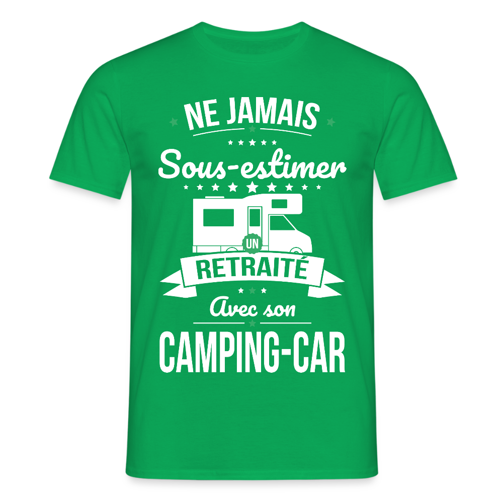 T-shirt Homme -  Ne jamais sous-estimer un retraité avec son camping-car - vert