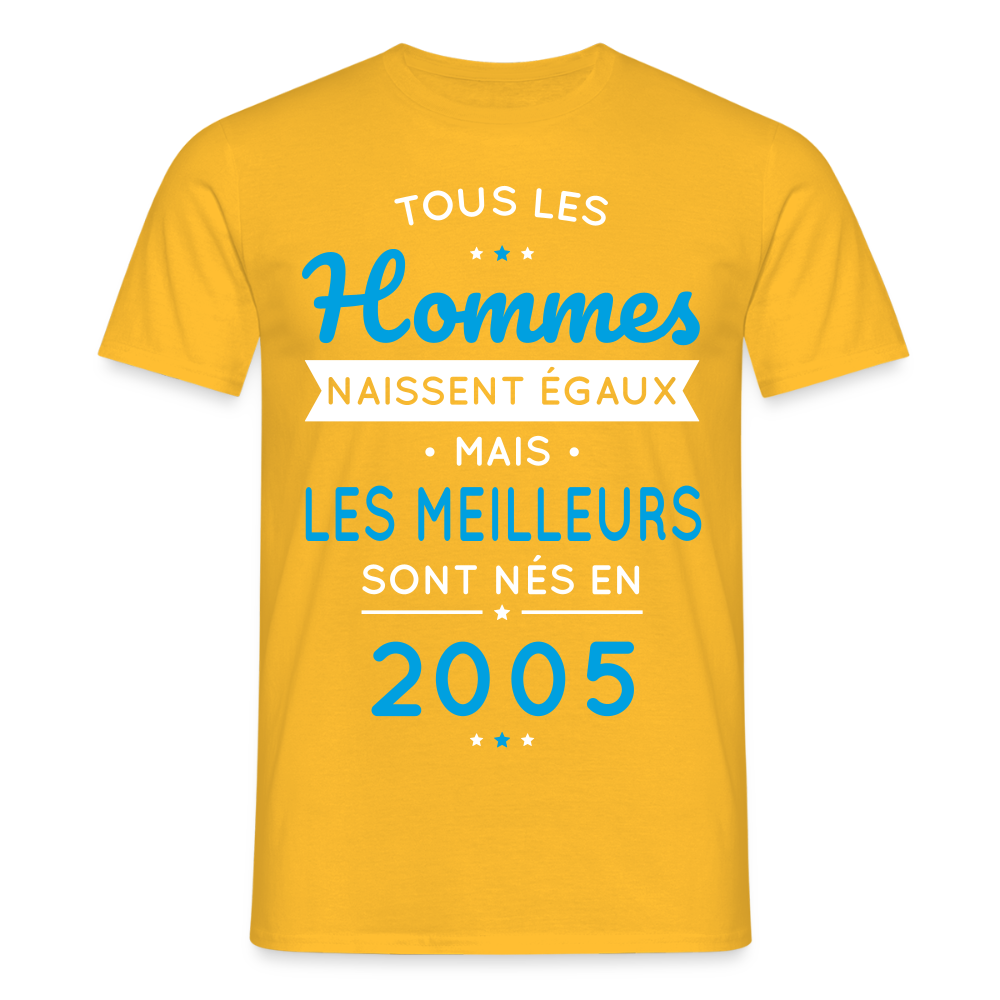 T-shirt Homme - Anniversaire 20 Ans - Les meilleurs sont nés en 2005 - jaune