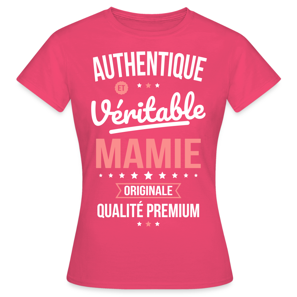 T-shirt Femme - Authentique et véritable Mamie - rose azalée