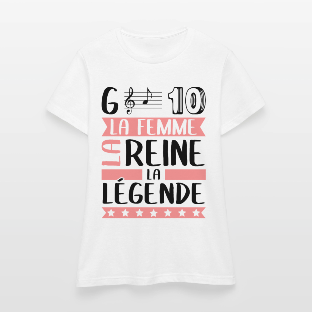 T-shirt femme coloris clair Gladys rébus – La femme, la reine, la légende - blanc