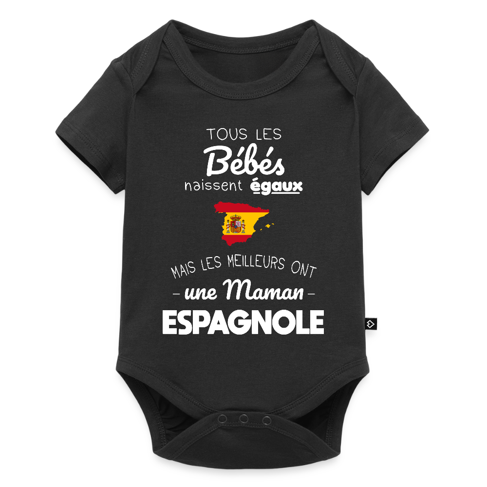Body Bébé bio manches courtes - Les Meilleurs Ont Une Maman Espagnole - noir
