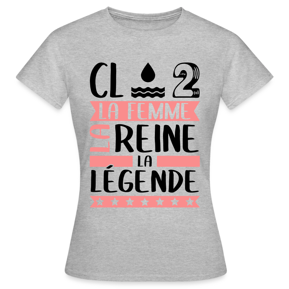T-shirt femme coloris clair Claude en rébus – La femme, la reine, la légende - gris chiné