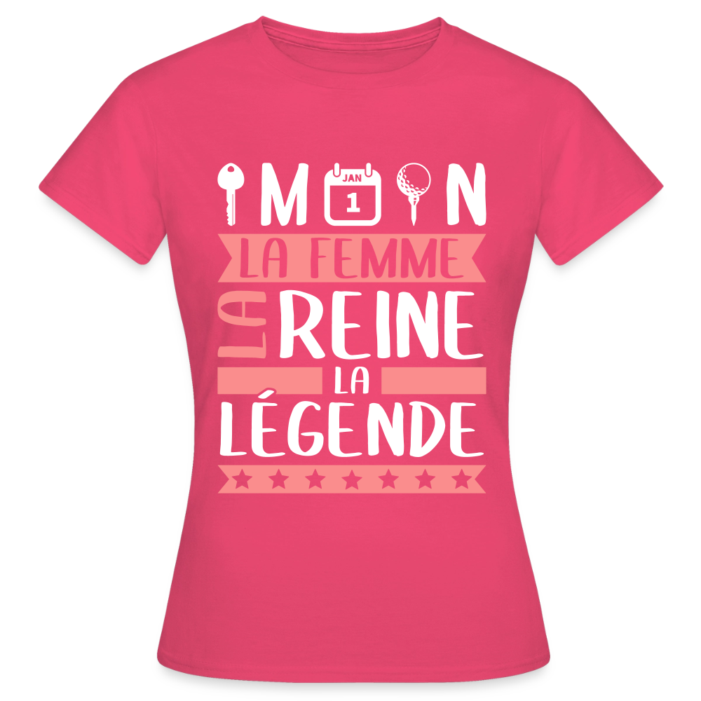 T-shirt femme Clémentine rébus – La femme, la reine, la légende - rose azalée